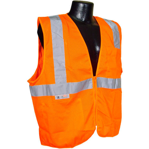 Radians&#174; SV2Z Economy Class 2 Mesh Safety Vest W/ Zipper, Hi-Vis Orange, L - Pkg Qty 12