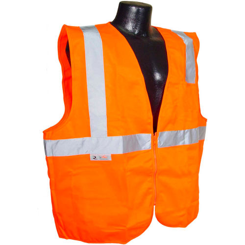 Radians&#174; SV2Z Economy Class 2 Solid Safety Vest W/ Zipper, Hi-Vis Orange, M - Pkg Qty 12