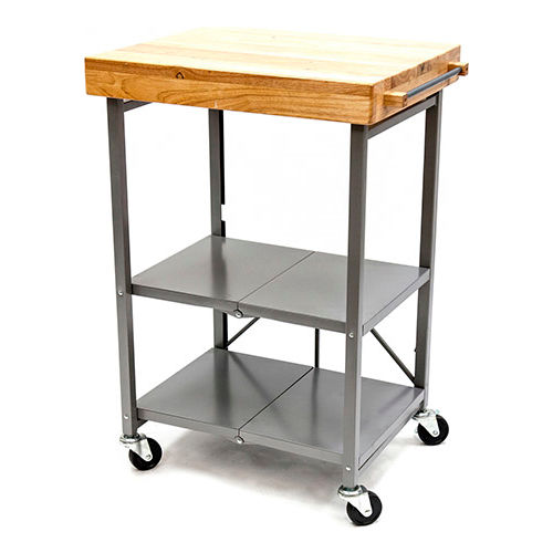 Origami RBT-02 Kitchen Cart, Collapsible, 3 Tier, 24" x 20" Shelf Size, Silver
