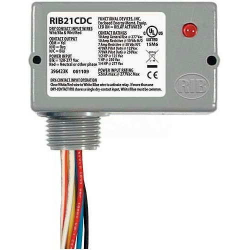 RIB&#174; Dry Contact Input Relay RIB21CDC, Enclosed, Pilot, 120-277VAC, 10A, SPDT
