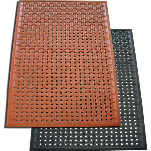 Rubber-Cal Anti-Slip Grease-Proof Kitchen Mat 3/8" Thick 3' x 5' Black