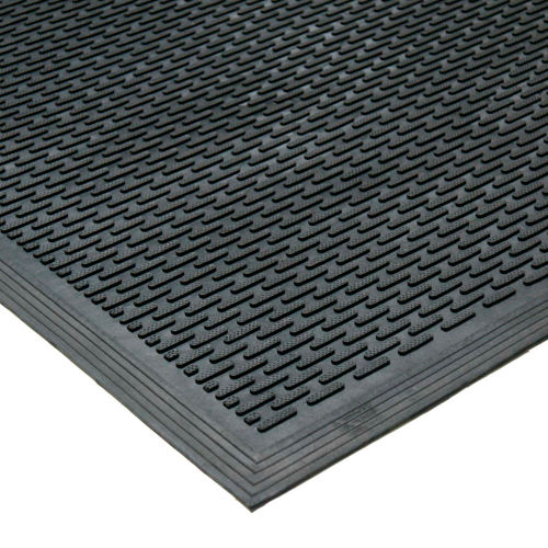Rubber-Cal DuraScraper Linear Commercial Rubber Entrance Door Mat 3/8" Thick 3'x 5' Black