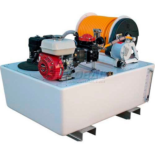 100 Gallon Fiberglass "Space-Saver", 5.5 / K25 Pump, 300' of 3/8" Hose, Electric Reel
