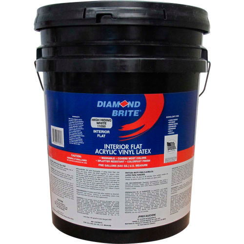 Diamond Brite Interior Flat Latex Enamel Paint, High Hiding White 5