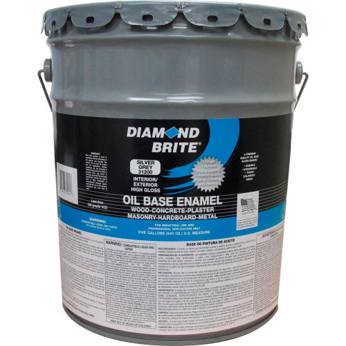 Diamond Brite Oil Enamel Paint, Silver Gray 5 Gallon Pail 1/Case - 31200-5