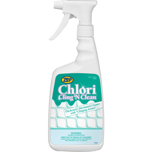 Zep Chlori Cling 'N Clean RTU Bathroom & Kitchen Cleaner, Quart Bottle, 12 Bottles/Case