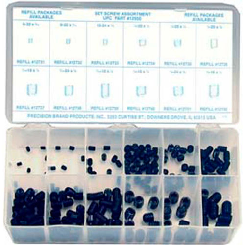 Metric Socket Set Screws, 18-8 Stainless Steel, Small Drawer Assortment, 24 Items, 385 Pieces