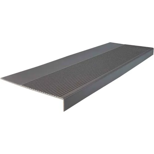 Rubber Light Duty Ribbed Stair Tread Square Nose 12.25" x 72" Charcoal