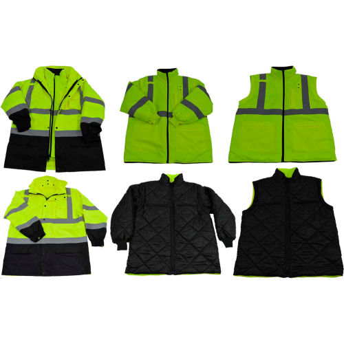 Petra Roc Two Tone Waterproof 6-In-1 Parka Jacket, ANSI Class 3, Lime/Black, Size S