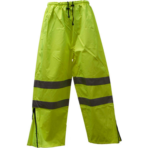 Petra Roc Waterproof Drawstring Pants, ANSI Class E, 300D Oxford/PU Coating, Lime, L