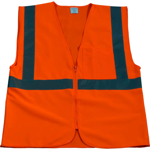Petra Roc Safety Vest, ANSI Class 2, Zipper Closure, Polyester Solid Knit Fabric, Orange, 4XL/5XL