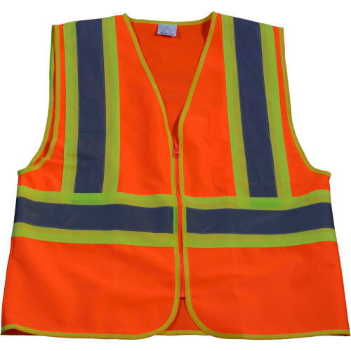 Petra Roc Two Tone DOT Safety Vest, ANSI Class 2, Polyester Solid, Orange/Lime, 2XL/3XL