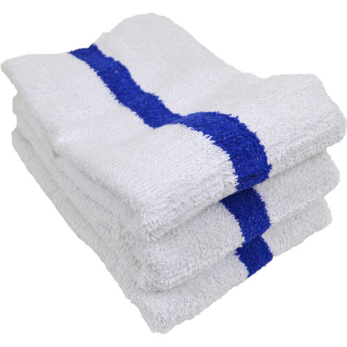 R&R Value Blue Center Stripe Pool Towel - 44&quot; x 22&quot; - 12 Pack