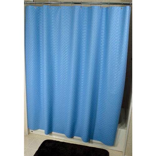 R&R Textile 72&quot; x 72&quot; Vinyl Shower Curtain - Blue Circular Embossed - 8 Gauge - 12 per Pack