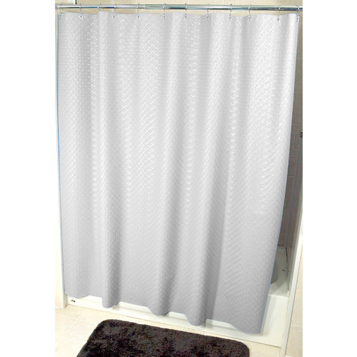 R&R Textile 72&quot; x 72&quot; Vinyl Shower Curtain - White Circular Embossed - 8 Gauge - 12 per Pack