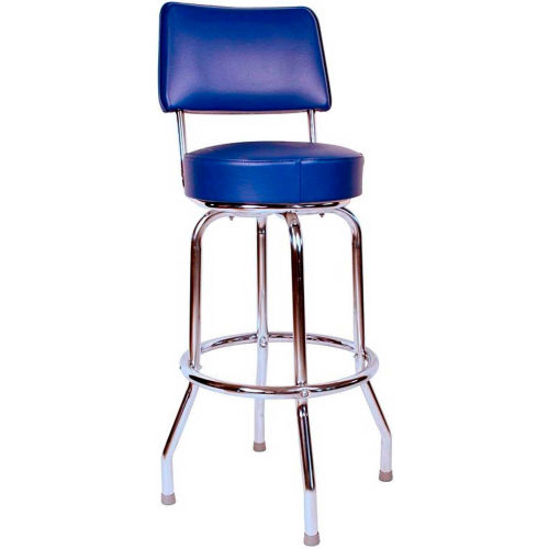 Richardson Seating Swivel Barstool with Backrest - 30&quot;H - Blue