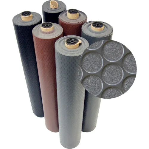 Rubber-Cal Coin Grip 4 ft. x 20 ft. Black Commercial Grade PVC Flooring