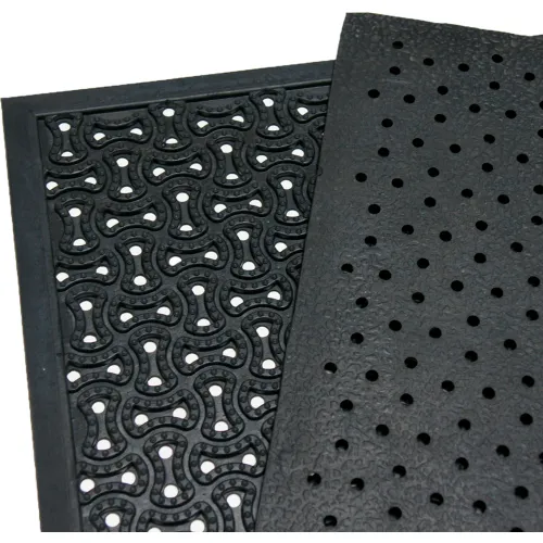 Rubber-Cal Dura-Scraper Drainage Commercial Rubber Door Mat - Black 36 x 24 x 0.38 in.