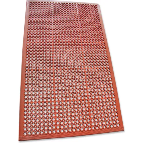 Rubber-Cal 1/2 Dura Chef Non-Slip Rubber Kitchen Floor Mat, 1/2 x 36 x  60, Red