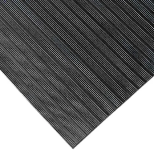 Rubber-Cal Fine-Rib Corrugated Rubber Floor Mats - 1/8 in x 3 ft x 8 ft -  Black Rubber Runners