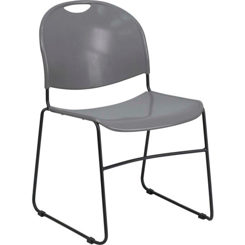 Flash Furniture Ultra Compact Plastic Stacking Chair - 880 lb. Capacity - Gray - Hercules Series