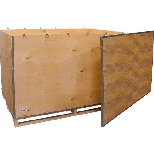 Global Industrial&#153; 6 Panel Shipping Crate w/ Lid & Pallet, 71-1/4&quot;L x 47-1/4&quot;W x 42-1/2&quot;H