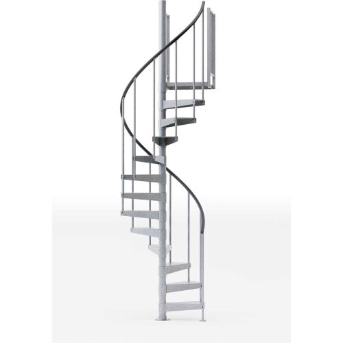 Global Industrial™ Exterior 42"H Platform 2 Rail Spiral Stair Kit,42"Dia, 11-3/4'H, Vinyl Rails