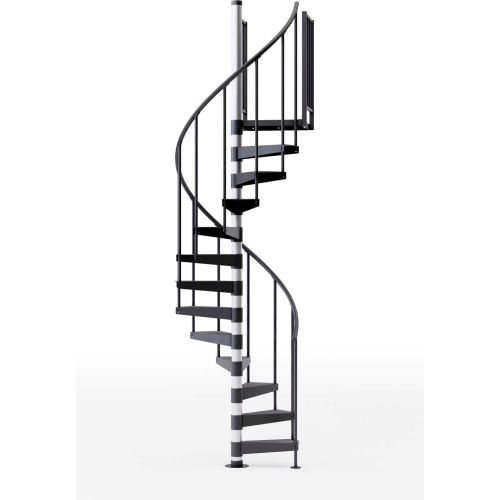 Global Industrial™ Reroute 42"H Platform 2 Rail Spiral Stair Kit, 42"Dia, 16-1/2'H, Vinyl Rails
