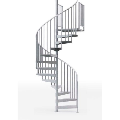 Global Industrial™ Exterior 36"H Platform 2 Rail Spiral Stair Kit, 60"Dia, 12-5/6'H, Alum Rails