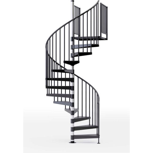 Global Industrial™ Reroute 42"H Platform 2 Rails Spiral Stair Kit, 60"Dia, 14-1/8'H,