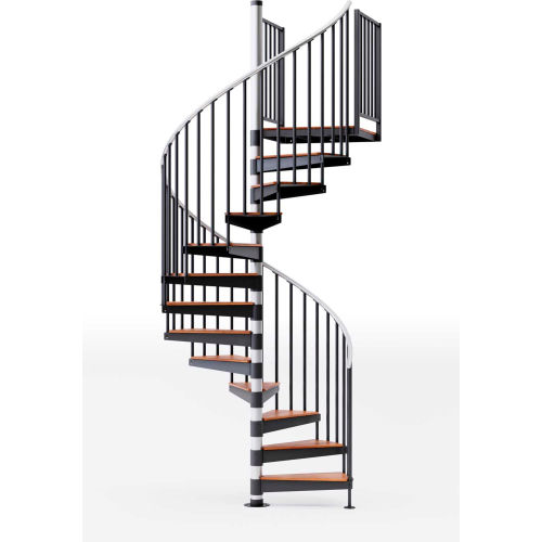 Global Industrial&#153; Reroute 42"H Platform 2 Rail Spiral Stair Kit, 60"Dia, 11-3/4'H, Alum Rails
