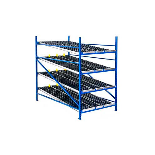 UNEX Gravity Flow Roller Rack with Wheel Bed Starter 48"W x 96"D x 84"H with 4 Levels