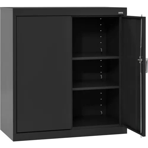 Sandusky® Classic Counter Height Storage Cabinet 36 W X 18 D X 36 H All Welded Textured Blk