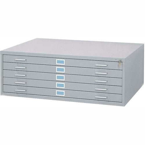 5-Drawer Steel Flat File for 30&quot; x 42&quot; Documents, Gray