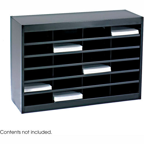 24 Compartment Steel Literature Organizer Black