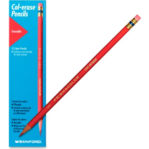 Prismacolor Col-Erase Erasable Colored Pencils, Carmine Red, Box of 12 
