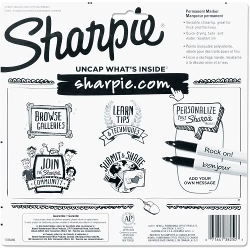 SHARPIE Permanent Marker - 5.3 mm Marker Point Size - Chisel Marker Point  Style - Black Ink - 8 / Pack with Black Permanent Marker, Fine Point