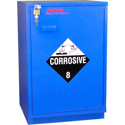 22 Gal Blue Undercounter Corrosives Cabinet, 2 Self Close Doors, 892322