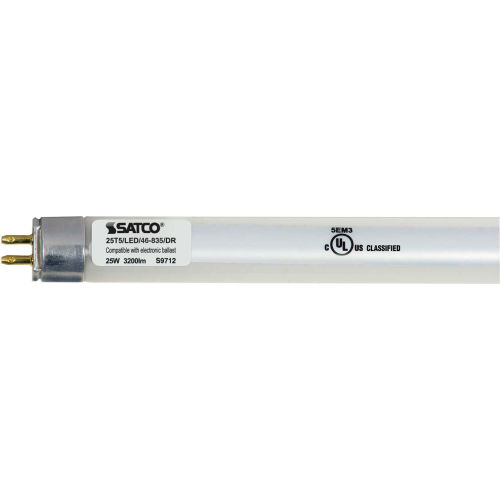 Satco S29912 25W LED T5 4 FT Fluorescent Tube Replacement Bi-Pin Base 3500K - Pkg Qty 10