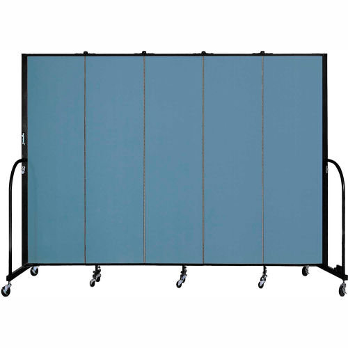 Screenflex 5 Panel Portable Room Divider, 6'8"H x 9'5"L, Fabric Color: Summer Blue