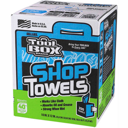 Toolbox® Z400 Blue Shop Towels, 200 Sheets/Box, 6 Boxes/Case 55202