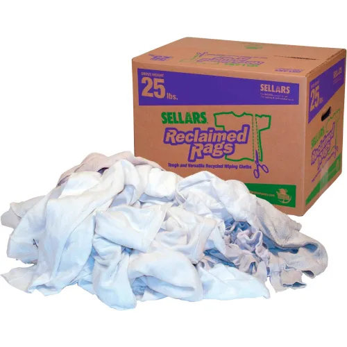 Global Industrial 25 Lb. Box Recycled Cut Rags, White