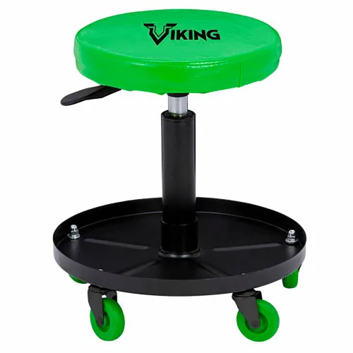 Viking Adjustable Height Roller Seat w/Tool Tray, 300 lbs Capacity