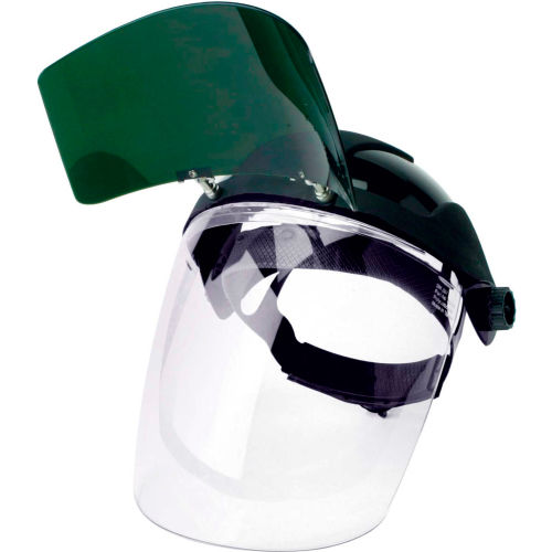 Sellstrom® S32161B DP4 Series Ratcheting Faceshield, Shade 6 Cobalt, Anti-Fog, Flip-Up Window