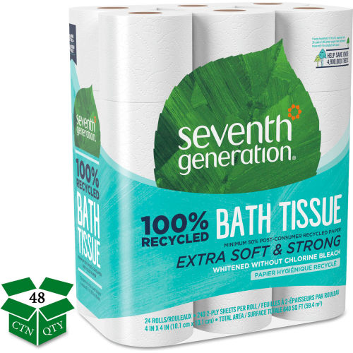 Seventh Generation&#174; 100% Recycled Bathroom Tissue, Septic Safe, 240 Sheets/Roll, Two 24/Packs