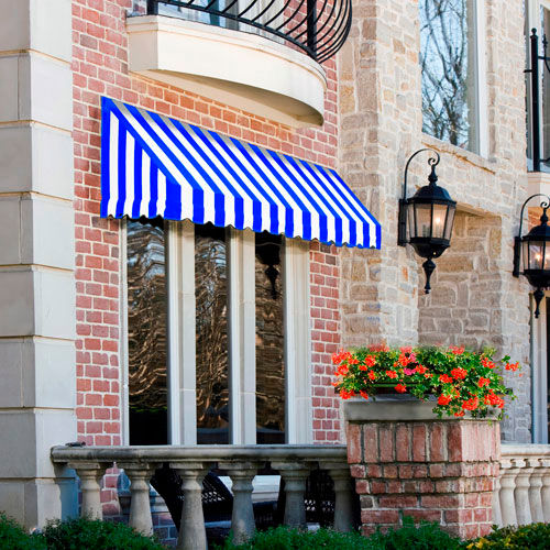 Awntech RF22-4BBW, Window/Entry Awning 4' 4-1/2" W x 2'D x 2' 7"H Bright Blue/White