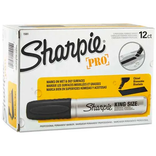 Sharpie King Size Chisel Tip Permanent Marker, Black - 4 count