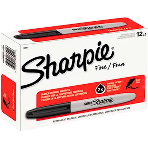 Super Sharpie Permanent Markers, Fine Point, Black, Box of 12