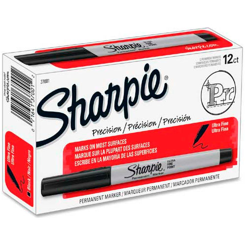 Sharpie&#174; Permanent Marker, Ultra-Fine, Black Ink, Dozen