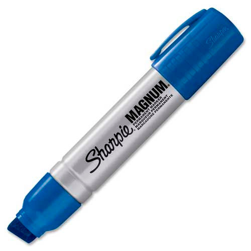 Sharpie® Magnum Permanent Marker, Extra Large Chisel, Blue Ink, 1 Each